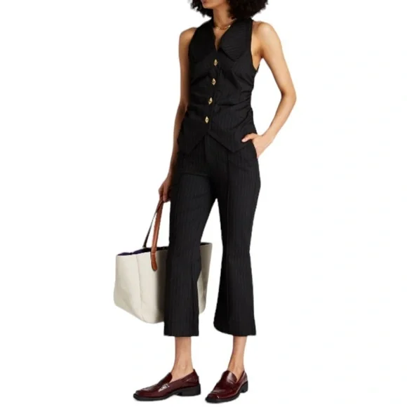 Ganni Pants Pinstripe Flared‎ Kick Trousers 36 - Picture 2 of 13